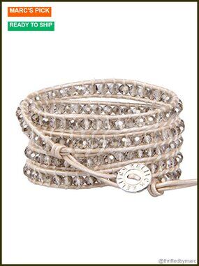 5 Wrap Crystal Beaded Leather Bracelet for Women